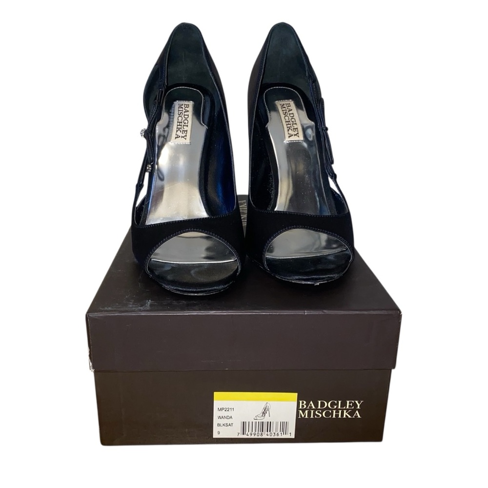 Badgley Mischka Black Peep-Toe Stiletto Heels